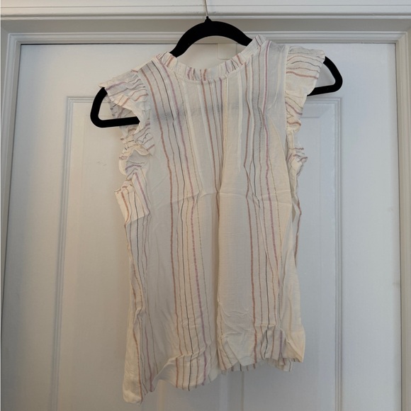 LOFT Tops - LOFT Multicolor Striped Ruffle Sleeve Blouse